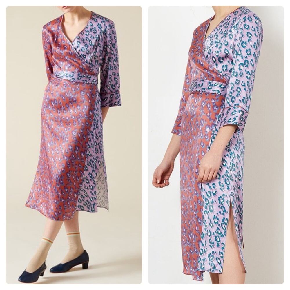 Rachel Antonoff Willow Wrap Dress Lilac Leopard